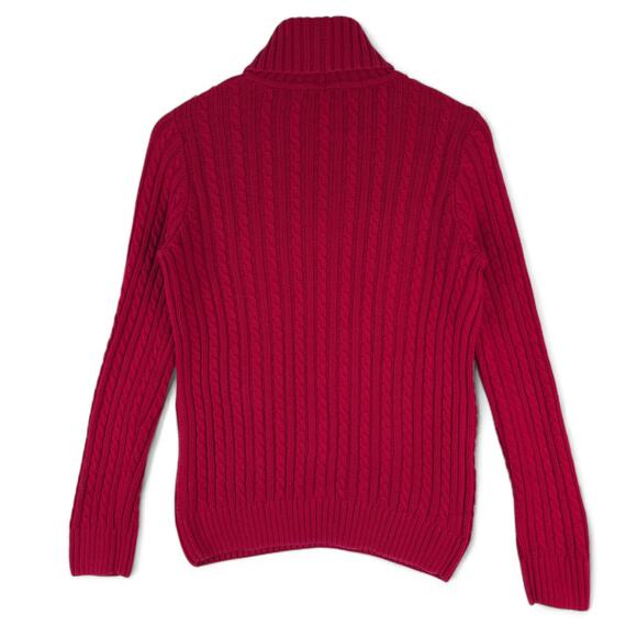 Croft & Barrow Cable Knit Turtleneck Sweater Women Small Red Cotton Winter Cozy - Picture 3 of 9